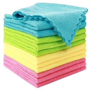 12 Pack Reusable Microfiber Cleaning Cloths - Assorted