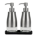 Brushed Nickel Kitchen Soap Dispenser Set with Tray