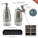 Brushed Nickel Kitchen Soap Dispenser Set with Tray