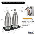 Brushed Nickel Kitchen Soap Dispenser Set with Tray