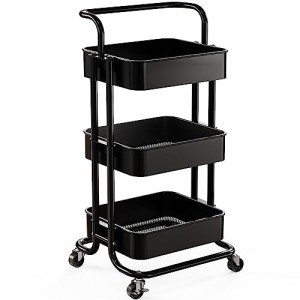 Pipishell 3-Tier Rolling Utility Cart with Lockable Wheels