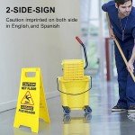 Bilingual Wet Floor Caution Signs - 6 Pack