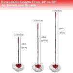 Fazlynyi 4-Section Spin Mop Replacement Handle