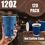 Lamosi 12 oz Insulated Disposable Coffee Cups - 120 Pack
