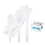 Heavyweight Plastic Cutlery Set with Napkins & Seasoning