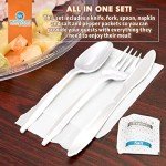 Heavyweight Plastic Cutlery Set with Napkins & Seasoning