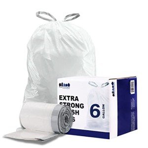 White Drawstring 6-Gallon Trash Bags (100 Count)