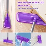 BPAWA Microfiber Flat Mop with 4 Washable Pads