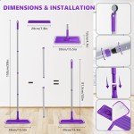 BPAWA Microfiber Flat Mop with 4 Washable Pads