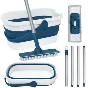Collapsible Mop and Bucket Set for Floor Cleaning