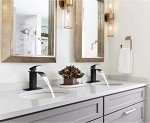 Matte Black Modern Bathroom Faucet with Drain Set