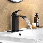 Matte Black Modern Bathroom Faucet with Drain Set