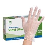100 Pack Clear Disposable Vinyl Gloves - Medium