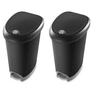 12.6 Gallon Locking Step-On Trash Can - 2-Pack