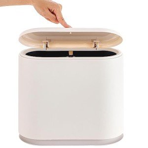 12L White Rectangular Trash Can with Lid