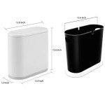 12L White Rectangular Trash Can with Lid