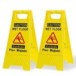 Caution Wet Floor Sign - Bilingual Double-Sided (2-Pack)