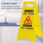 Caution Wet Floor Sign - Bilingual Double-Sided (2-Pack)