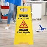 Caution Wet Floor Sign - Bilingual Double-Sided (2-Pack)