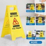 Caution Wet Floor Sign - Bilingual Double-Sided (2-Pack)