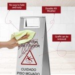 Stainless Steel Caution Wet Floor Sign - 2 Pack