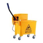 5 Gallon Yellow Mop Bucket with Wringer on Wheels