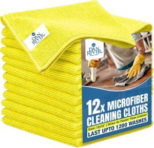 DAN RIVER Yellow Microfiber Cleaning Cloths - 12 Pack