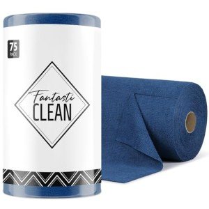 75-Pack Microfiber Cleaning Cloth Roll - Navy Blue