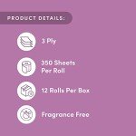 100% Bamboo Toilet Paper, 12 Rolls, Unscented