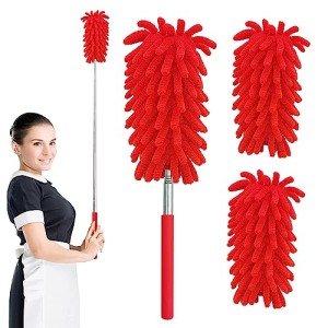 Extendable Microfiber Duster with 3 Replaceable Heads