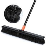 24" Push Broom with 63" Handle for Outdoor Use