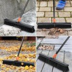 24" Push Broom with 63" Handle for Outdoor Use