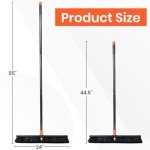 24" Push Broom with 63" Handle for Outdoor Use