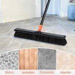 24" Push Broom with 63" Handle for Outdoor Use