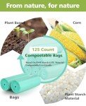 Compostable Trash Bags, 1.3 Gallon, 125 Count