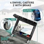 Heavy-Duty Mobile Utility Cart with Two Shelves