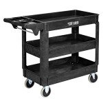 Heavy Duty 2-Tier Utility Cart with Deep Shelves