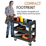 Heavy Duty 2-Tier Utility Cart with Deep Shelves