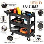 Heavy Duty 2-Tier Utility Cart with Deep Shelves