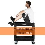 Heavy Duty 2-Tier Utility Cart with Deep Shelves