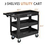 Heavy Duty 2-Tier Utility Cart with Deep Shelves