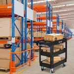 Heavy Duty 2-Tier Utility Cart with Deep Shelves