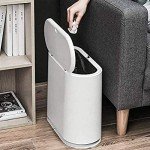8L White Press Top Trash Can for Bathrooms