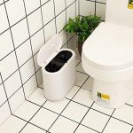 8L White Press Top Trash Can for Bathrooms