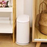 8L White Press Top Trash Can for Bathrooms