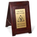 Bilingual Wooden "Caution Wet Floor" A-Frame Sign