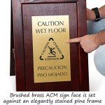 Bilingual Wooden "Caution Wet Floor" A-Frame Sign