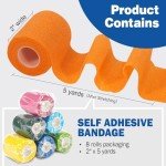 8 Pack Self-Adhesive Elastic Bandage Wraps, 2" x 5 Yards