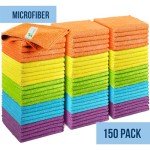 Microfiber Cleaning Cloths 150-Pack, Multi-Color Towels