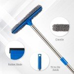 2-in-1 Window Squeegee with Long Stainless Steel Handle